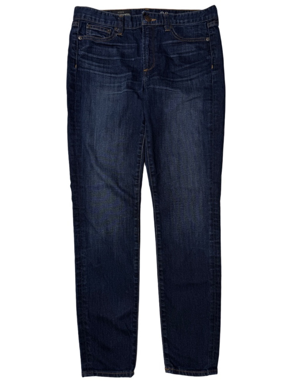 {J. Crew} "Mid Rise Toothpick" Dark Blue Slim Skinny Leg Stretch Denim Jeans